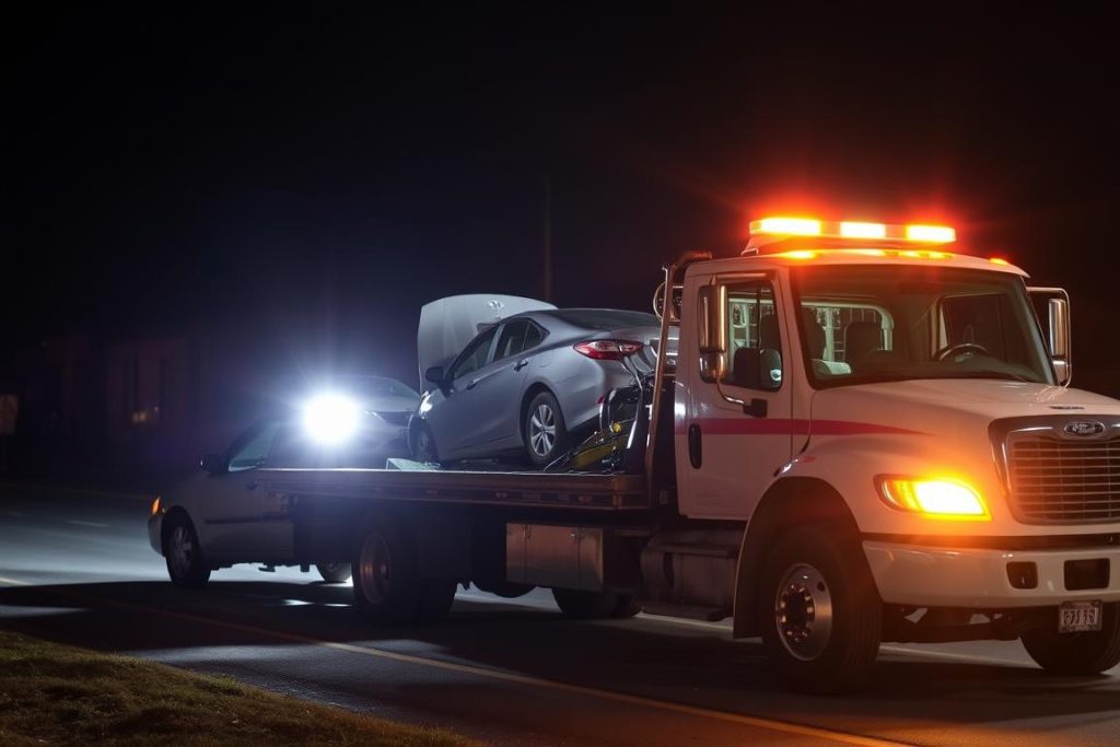 24/7 emergency $50 Towing Service in Fayetteville Arkansas at night