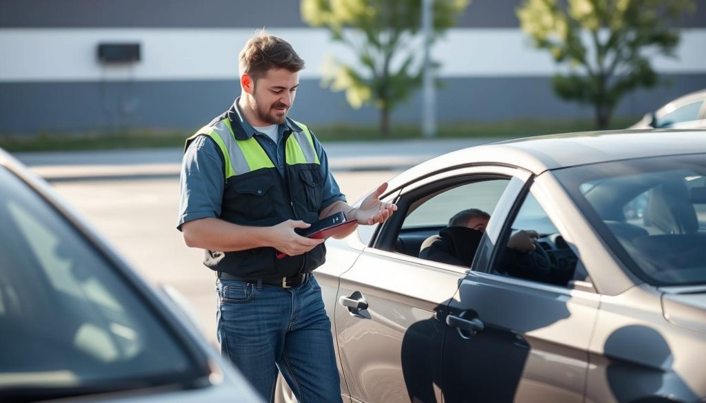 Auto lockout technician helping a customer in Midland Michigan