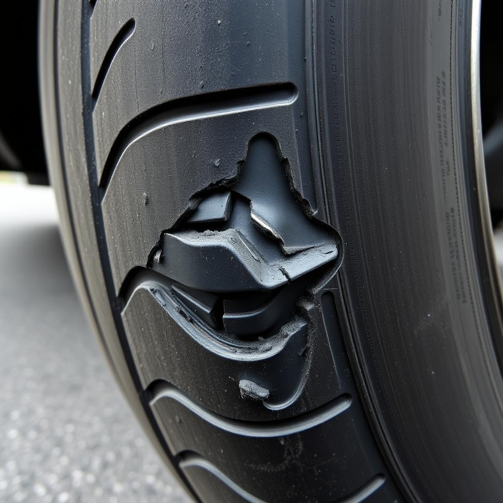 Bulging sidewall requiring professional tire change service New Orleans Louisiana
