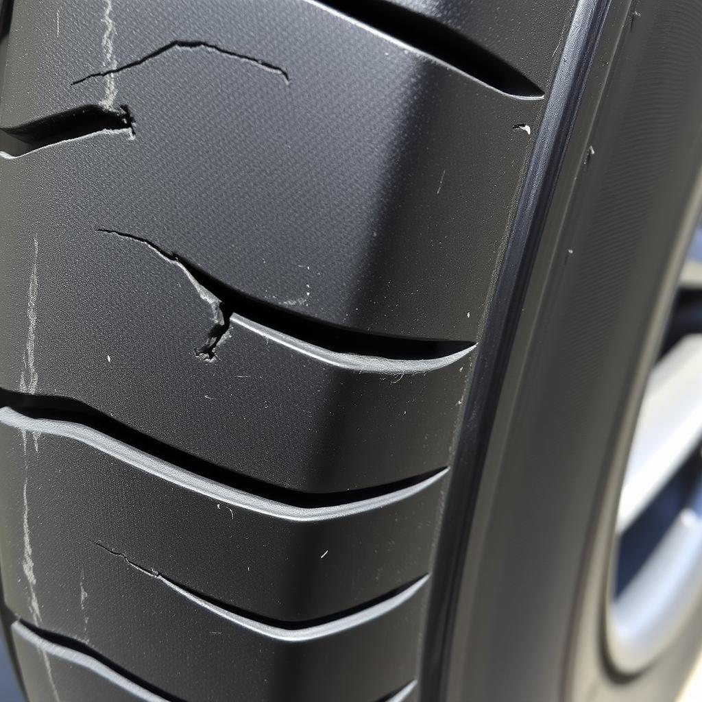 Cracked tire sidewall needing tire change service in New Orleans