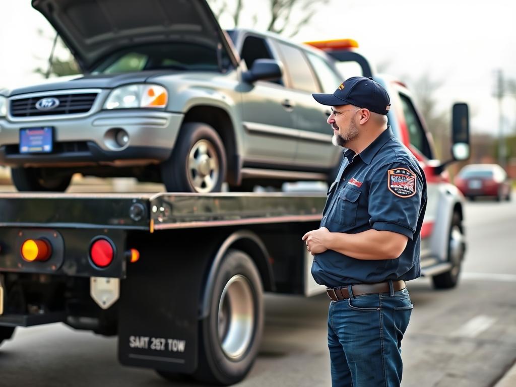 Customer receiving Towing Service in Carrollton Texas