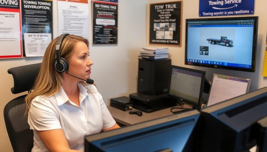 Customer service representative answering questions about Towing Service Gastonia NC