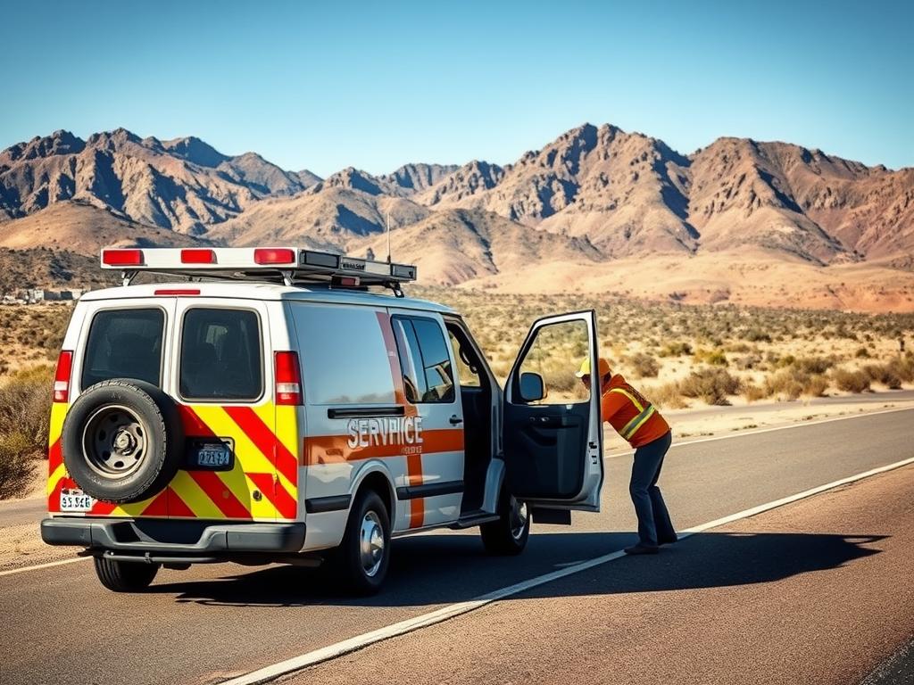 Emergency tire change service vehicle in Prescott Valley, Arizona