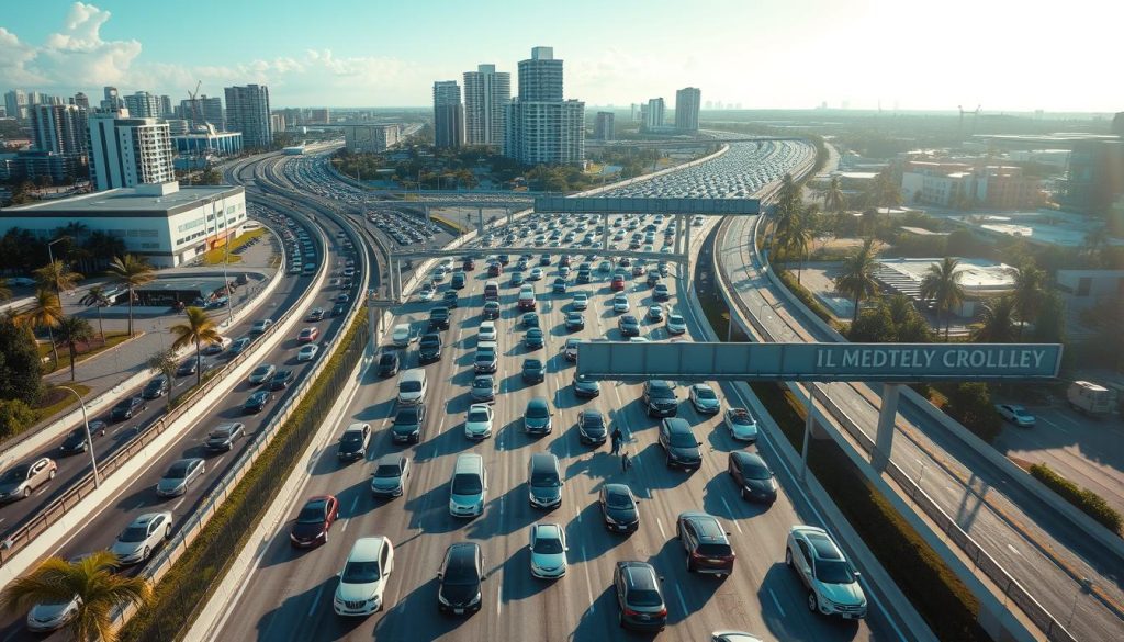 Heavy Miami traffic conditions requiring roadside assistance