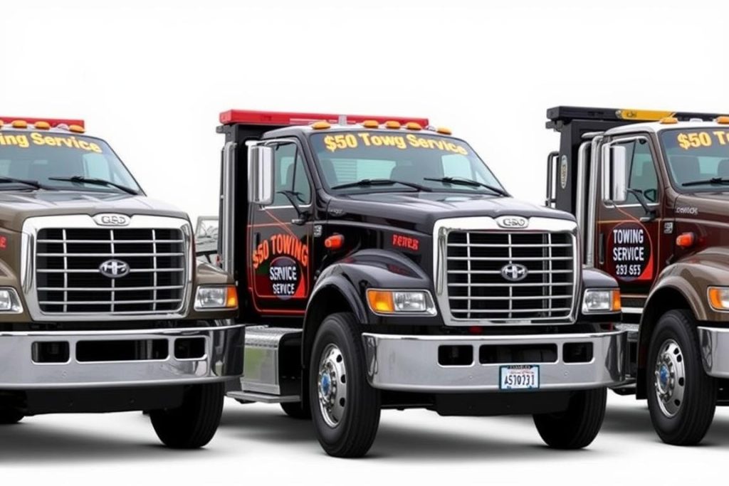 Local $50 Towing Service Gastonia NC providers with their tow trucks