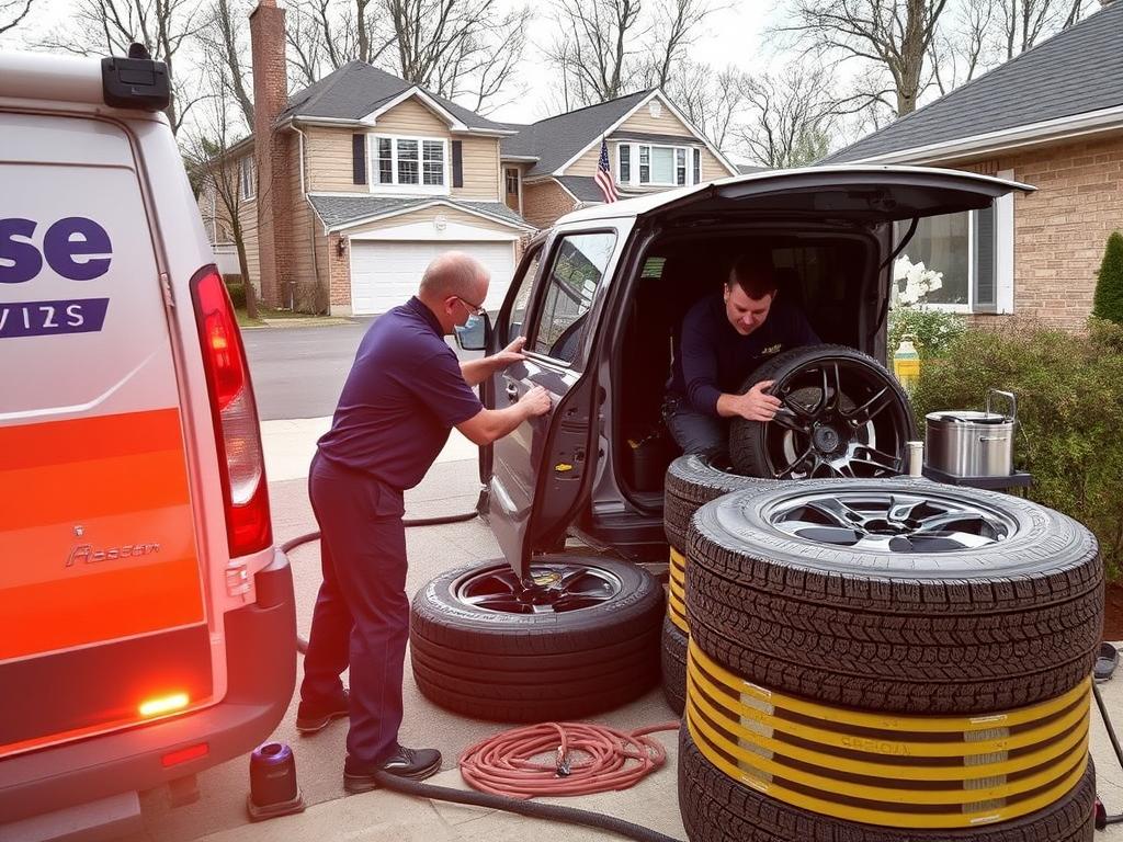 Mobile tire change service at home in Wilmington Delaware