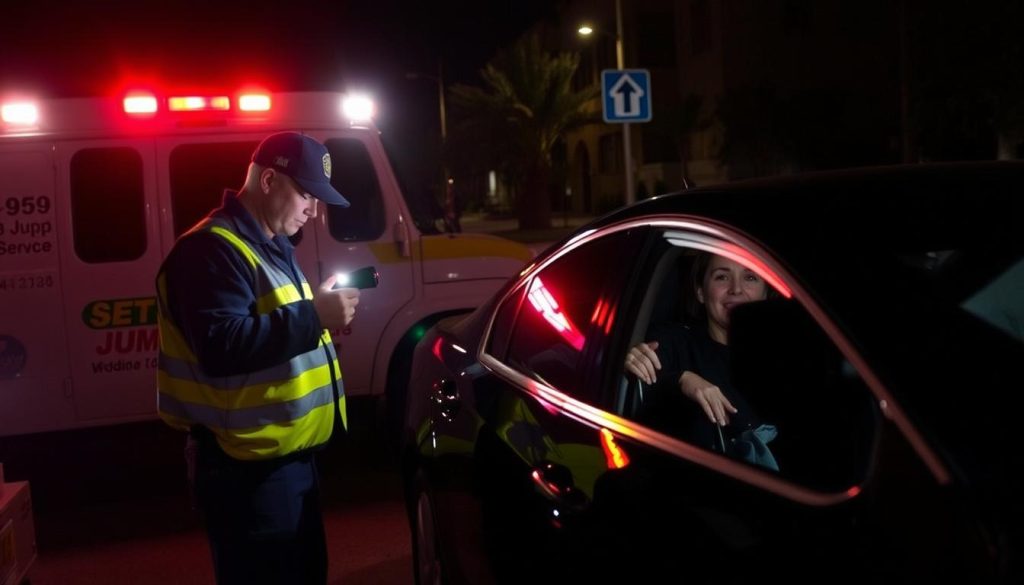 Night time emergency jump start service in Modesto California