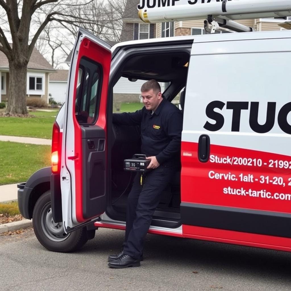 STUCK service vehicle arriving for jump start service in La Crosse