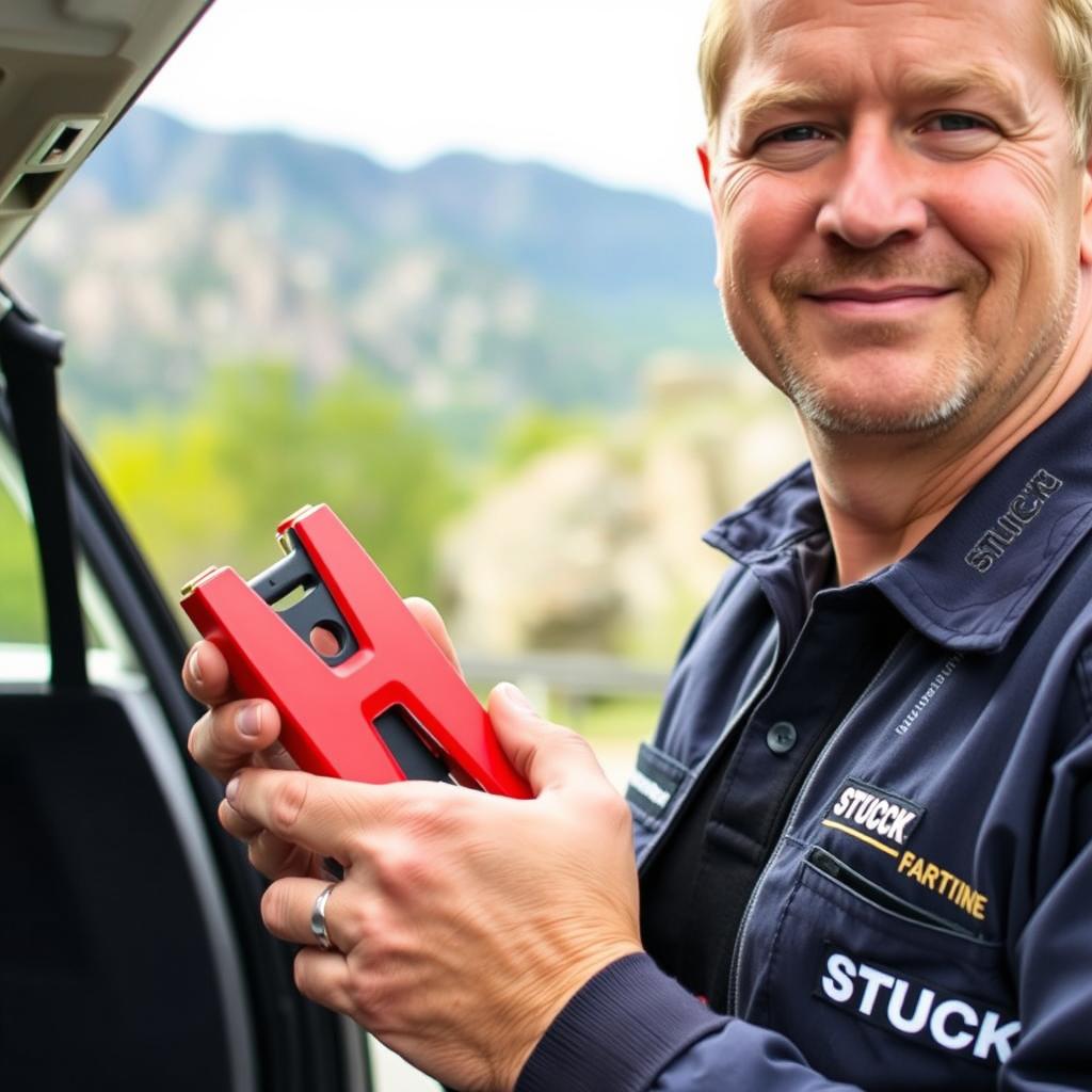 STUCK technician with professional jump start equipment in Rocklin California