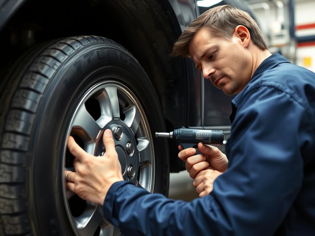 Safety inspection during professional tire change in Harrisonburg