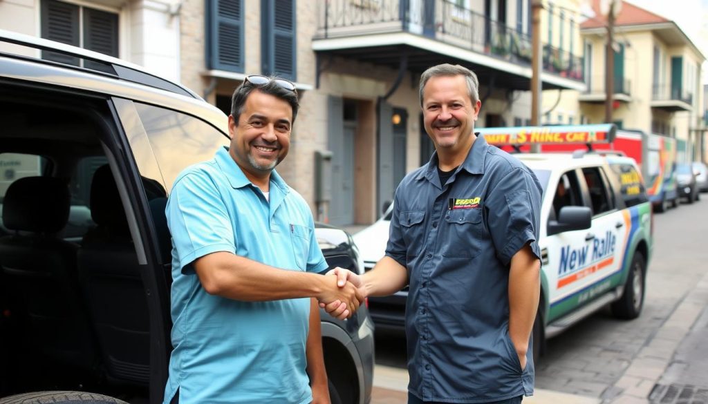 Satisfied customer after receiving tire change service in New Orleans Louisiana