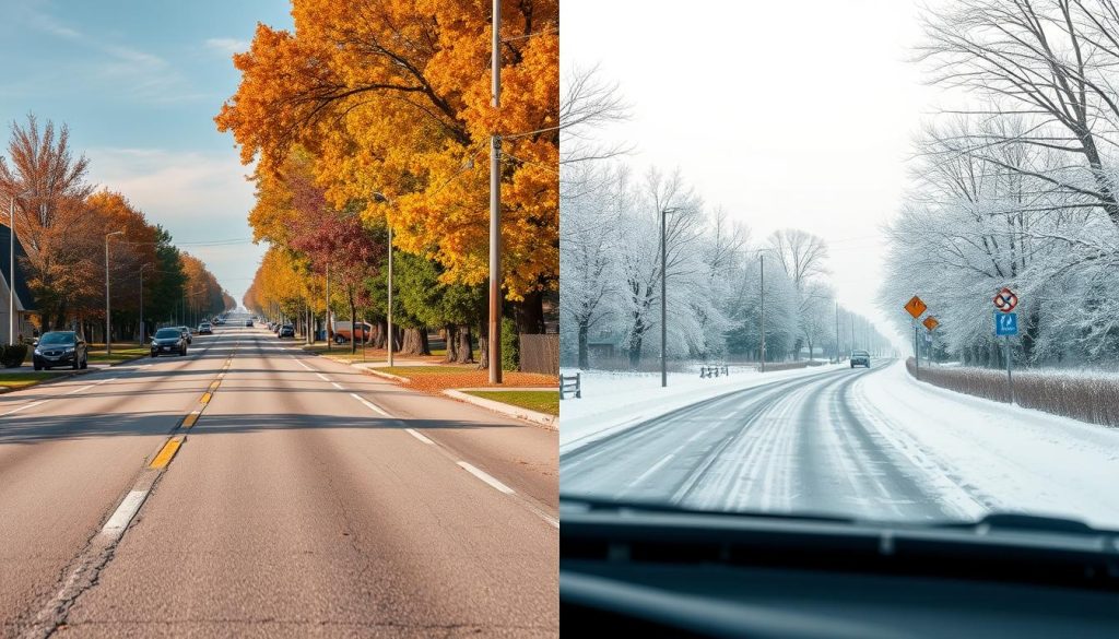 Seasonal weather conditions affecting roads in Wilmington Delaware