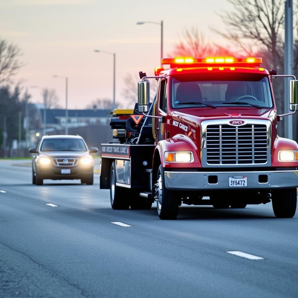 Step 2 of $50 Towing Service Fayetteville Arkansas process - tow truck arrival