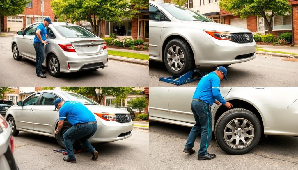 Step-by-step tire change process performed by Newark NJ service technicians
