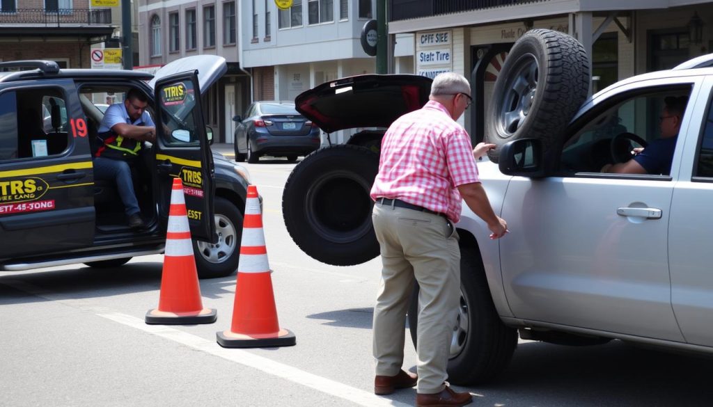 Step-by-step tire change service process in New Orleans Louisiana