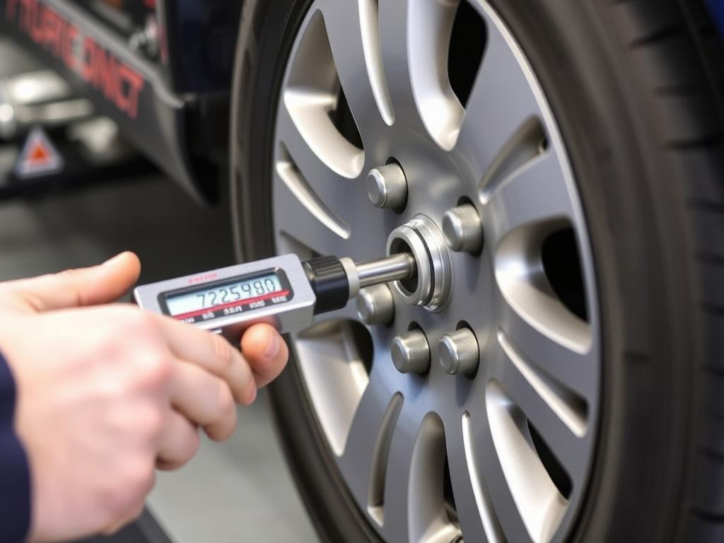 Technician using torque wrench for proper tire installation