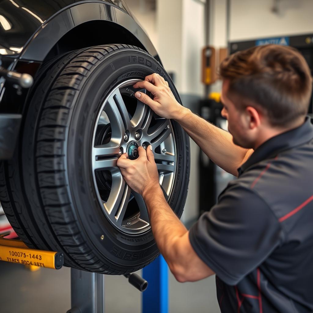 Tire replacement being performed at Harrisonburg tire service center