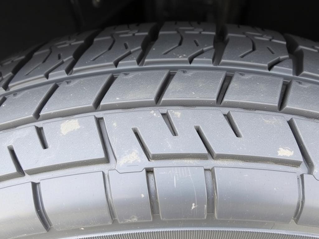 Tire tread wear indicators showing need for tire change service in Davenport