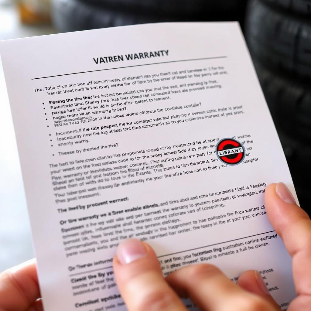Tire warranty document for Wilmington Delaware service