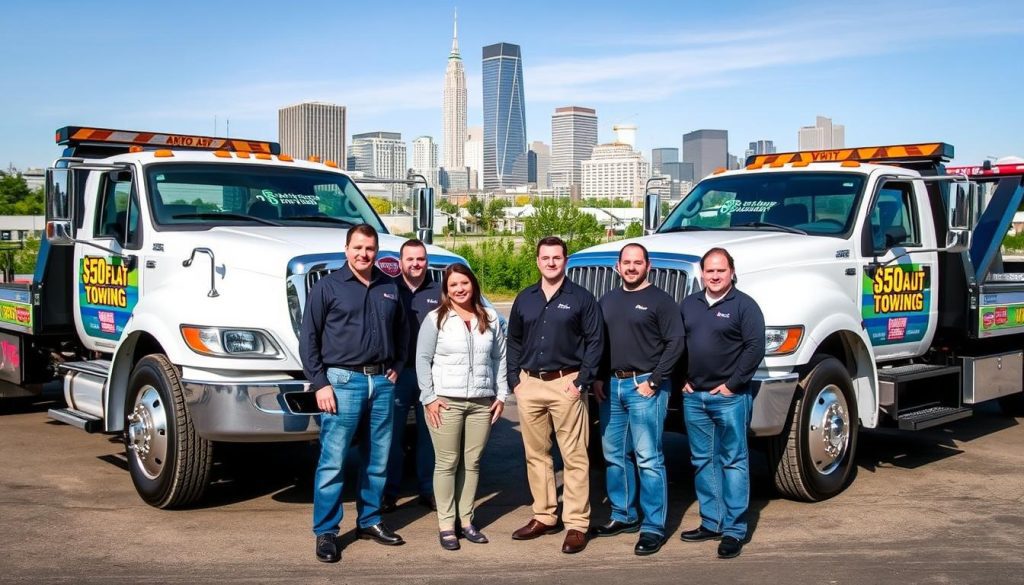 24/7 affordable $50 towing service team in Akron ready to help