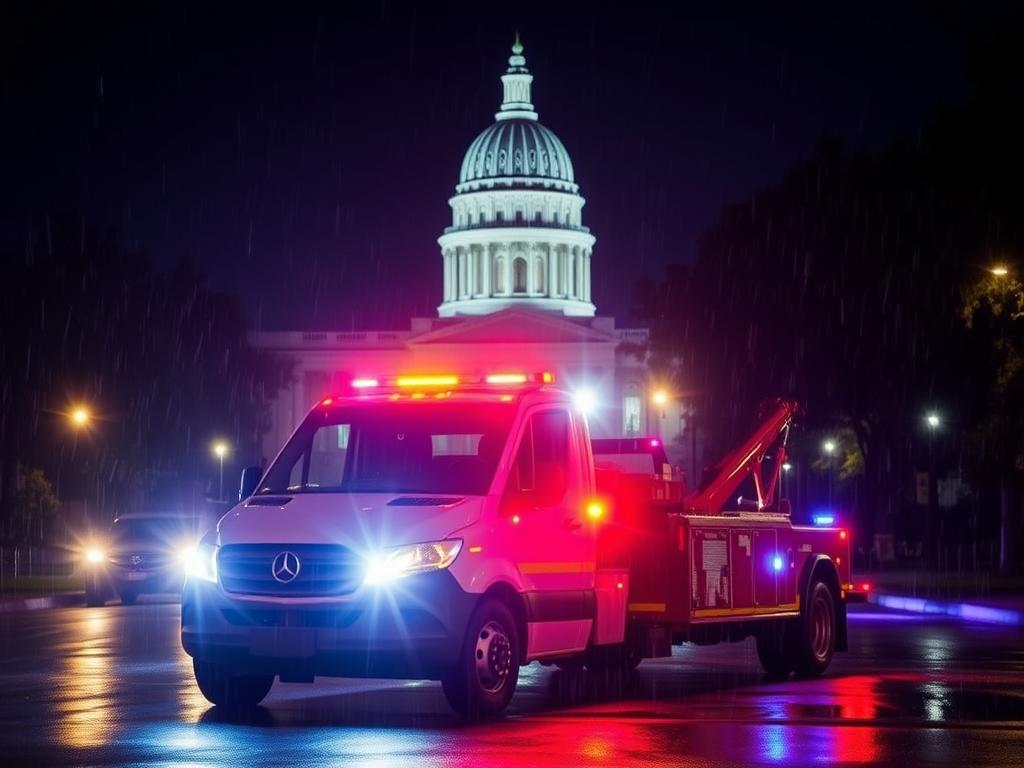 24/7 tow truck service in Baton Rouge responding at night
