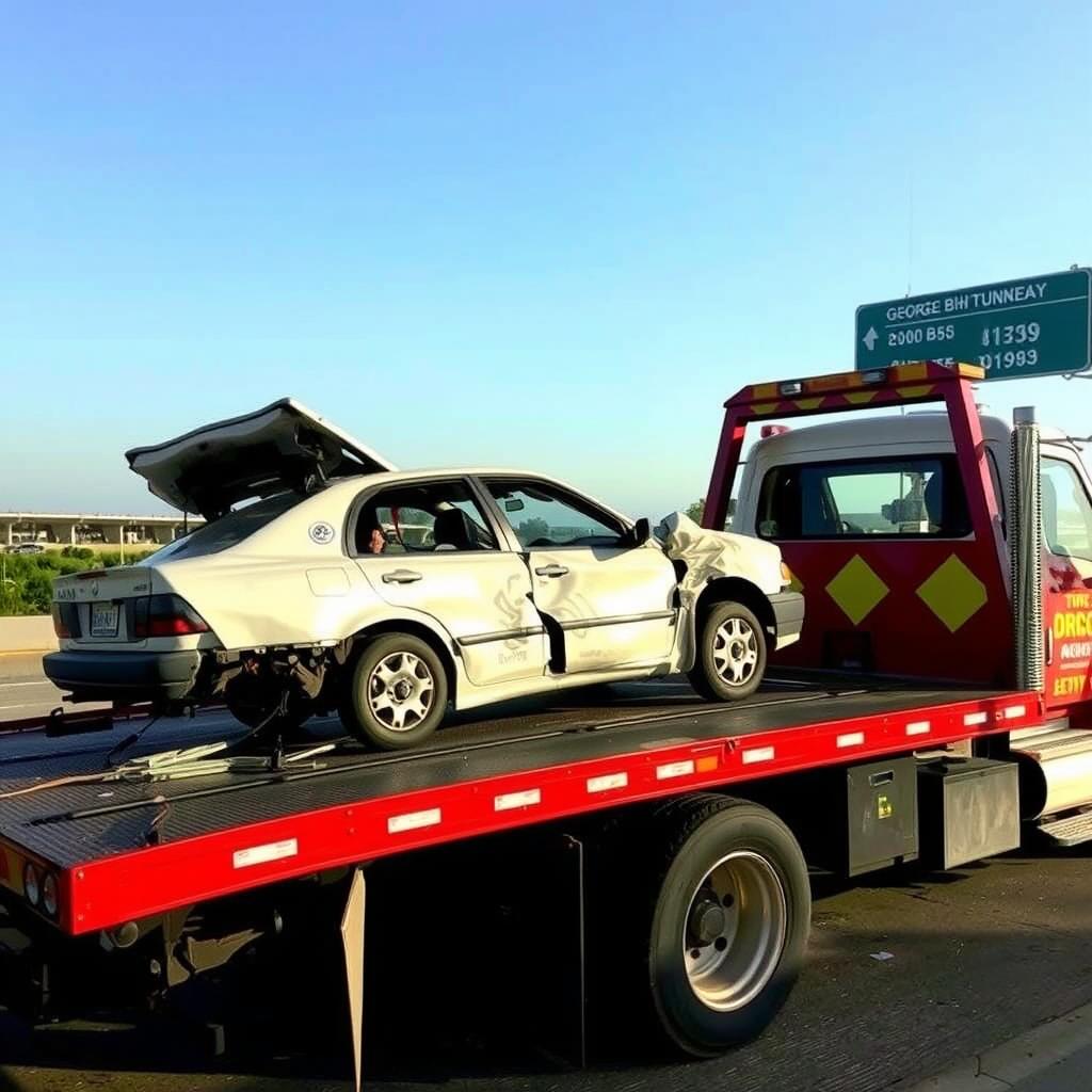 Accident recovery towing on George Bush Turnpike in Garland
