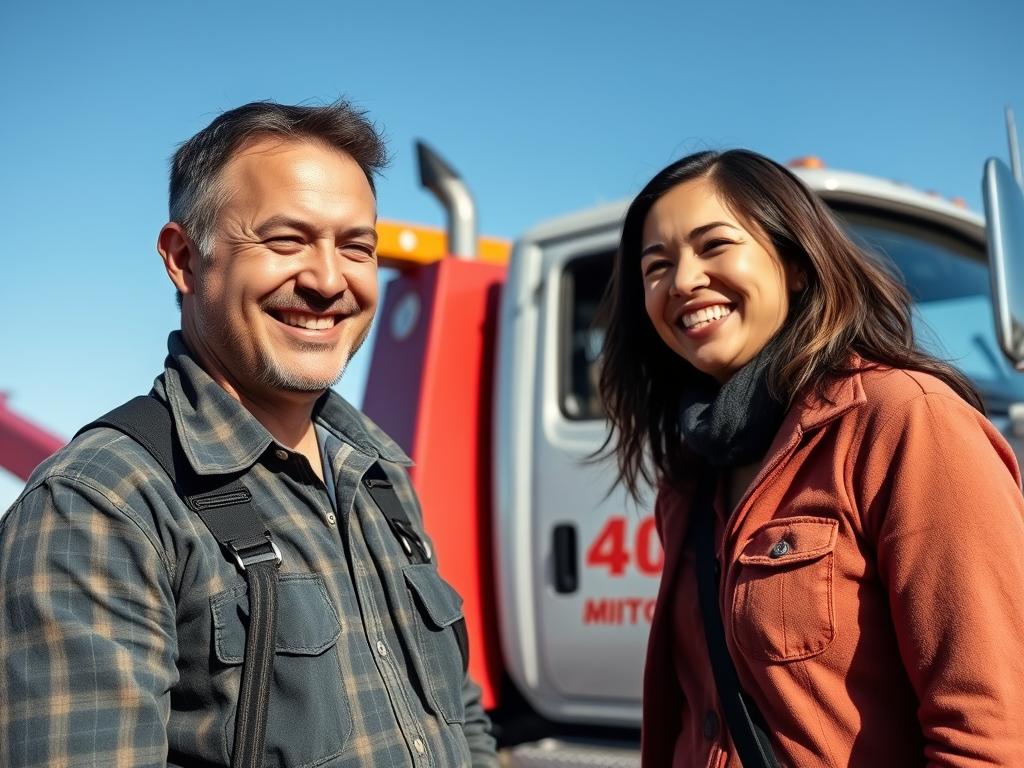 Affordable tow truck service helping a stranded motorist in Bakersfield