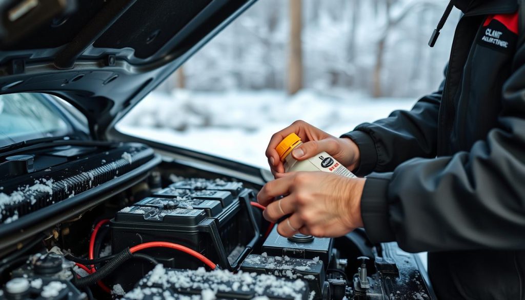 Car being prepared for winter conditions in Huntsville, Alabama