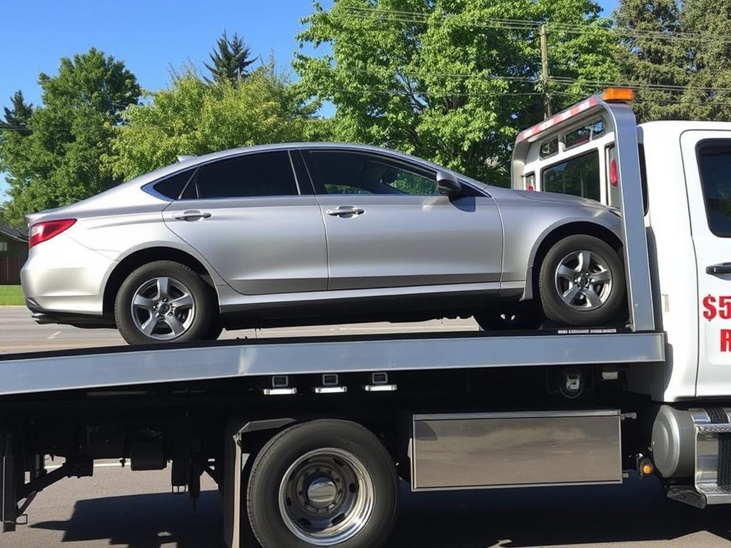 Car being towed by $50 towing service in Akron, Ohio
