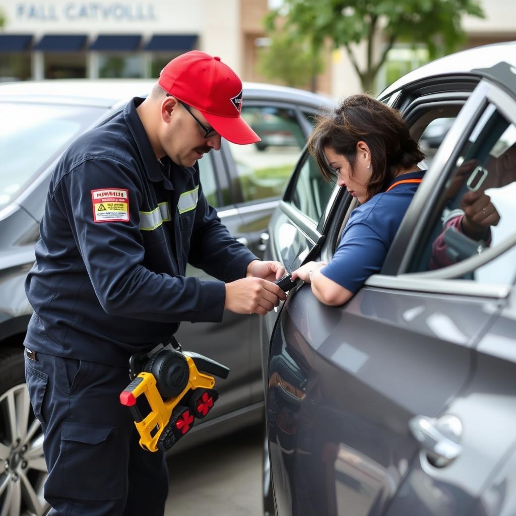 Car lockout assistance at Firewheel Town Center in Garland