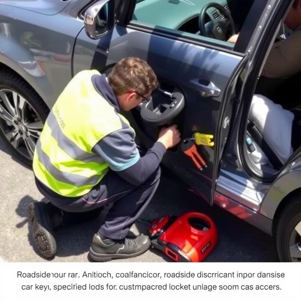 Car lockout service being performed in Antioch