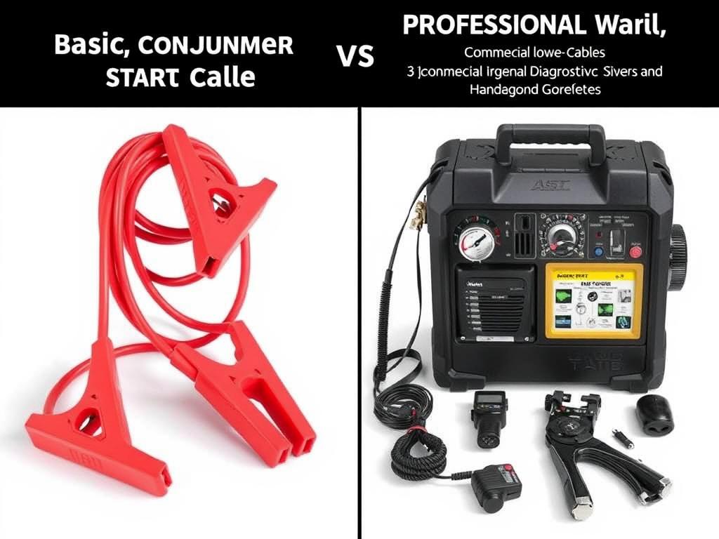 Comparison of DIY jumper cables versus professional jump start equipment in San Diego