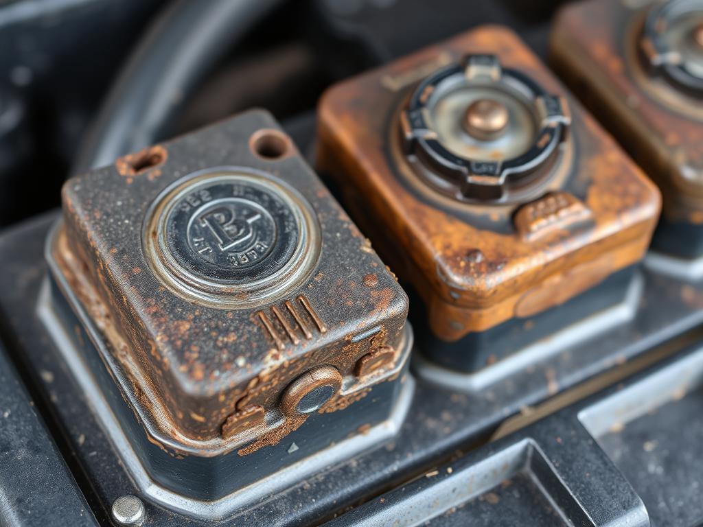 Corroded car battery terminals in San Diego's coastal climate