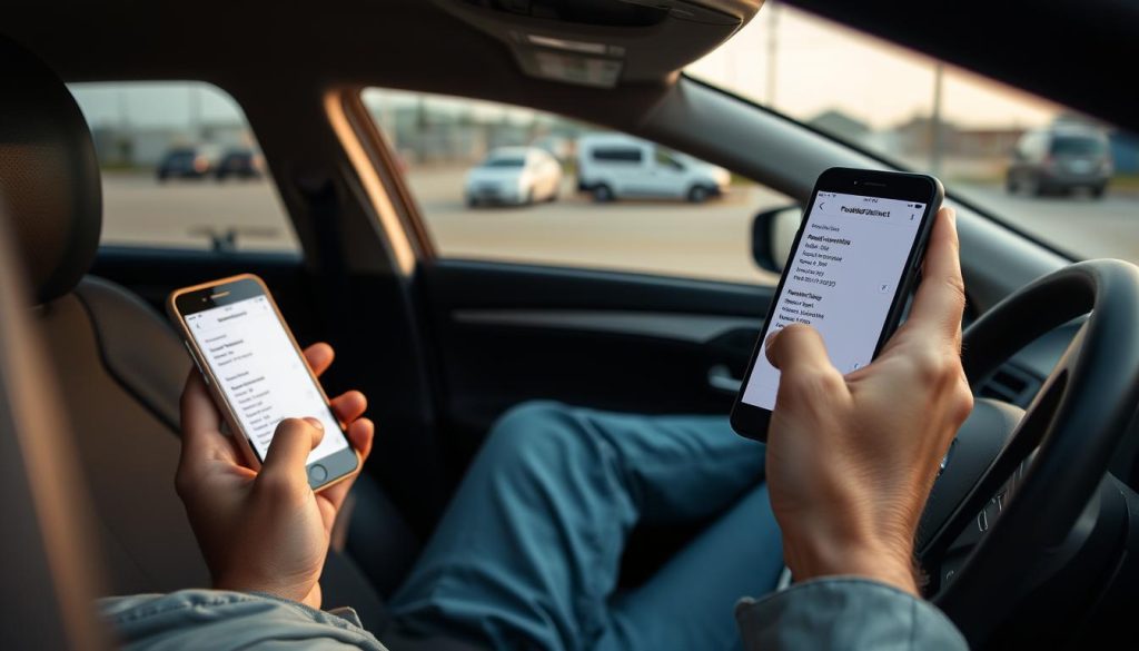 Driver programming roadside assistance contact information into their phone