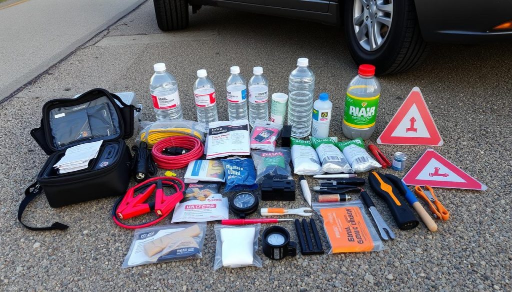 Emergency roadside kit with essential items for Huntsville drivers