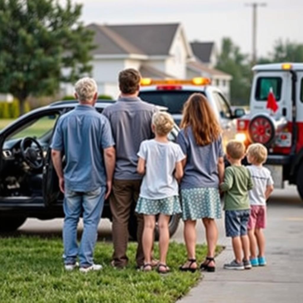 Family receiving roadside assistance in Frisco, Texas