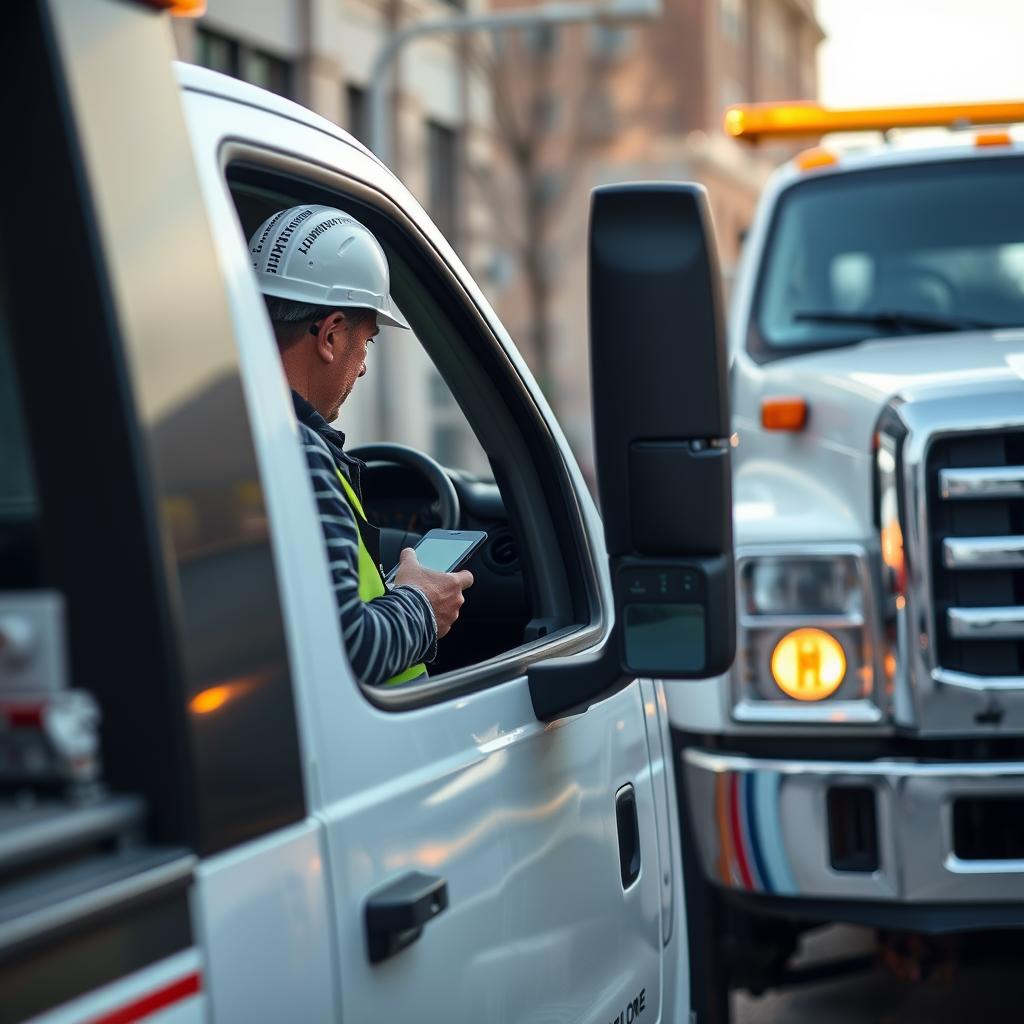 Fast response tow truck arriving for service in Beloit, Wisconsin