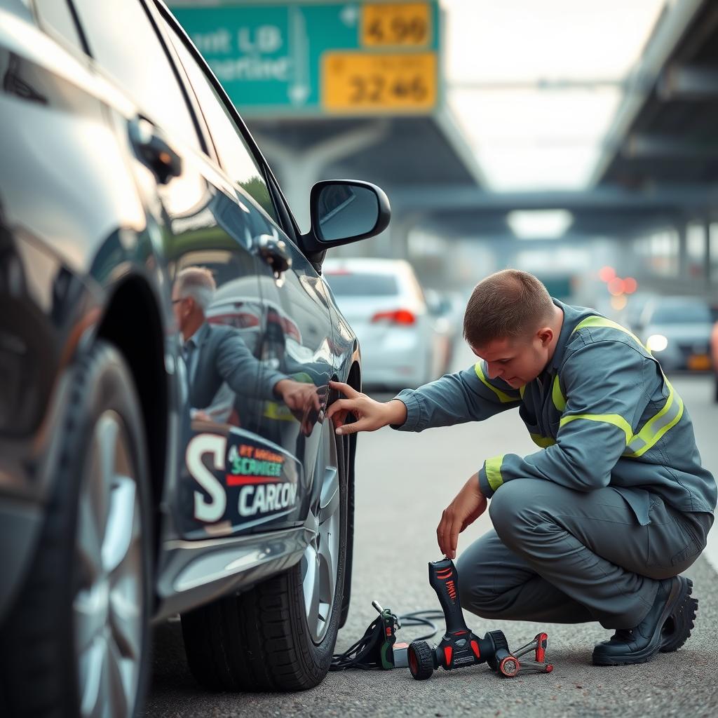 Flat tire change roadside assistance service in Dallas, Texas