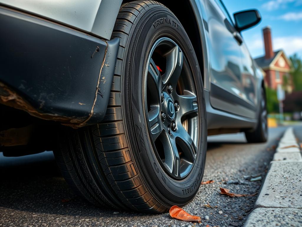 Flat tire on a car needing towing service in Blacksburg
