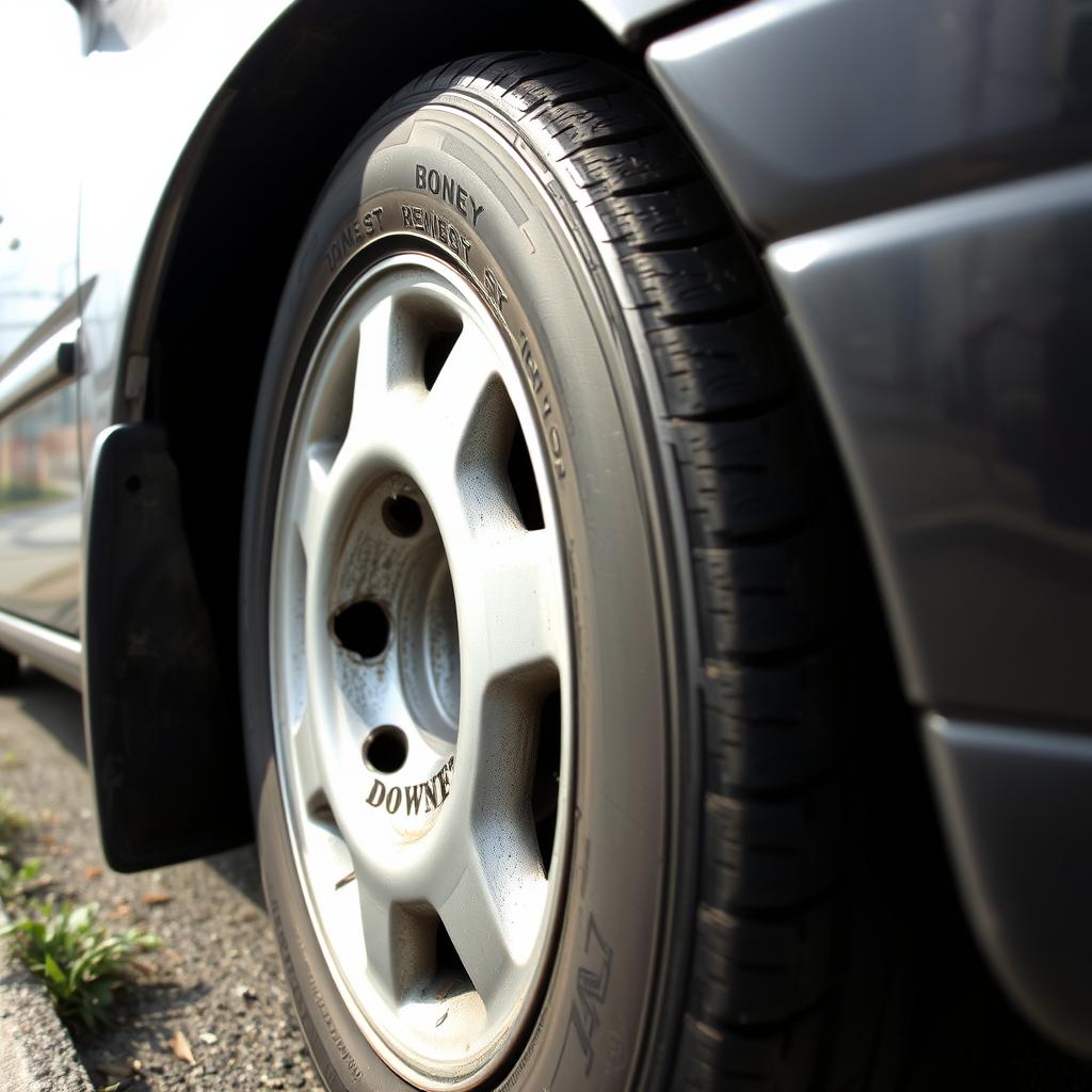 Flat tire on a vehicle in Downey, California