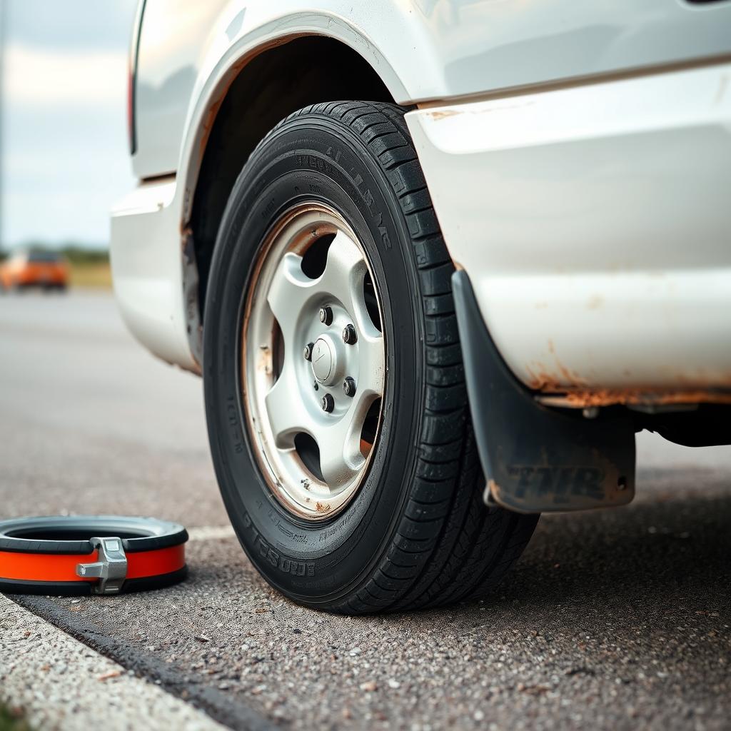 Flat tire on a vehicle in Longview, Texas