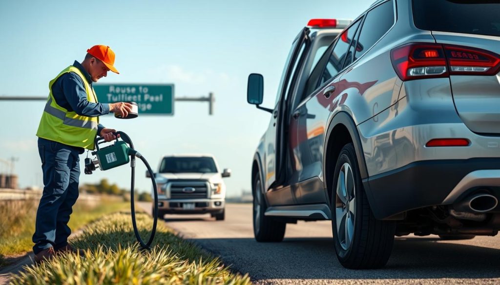 Fuel delivery service on Houston highway