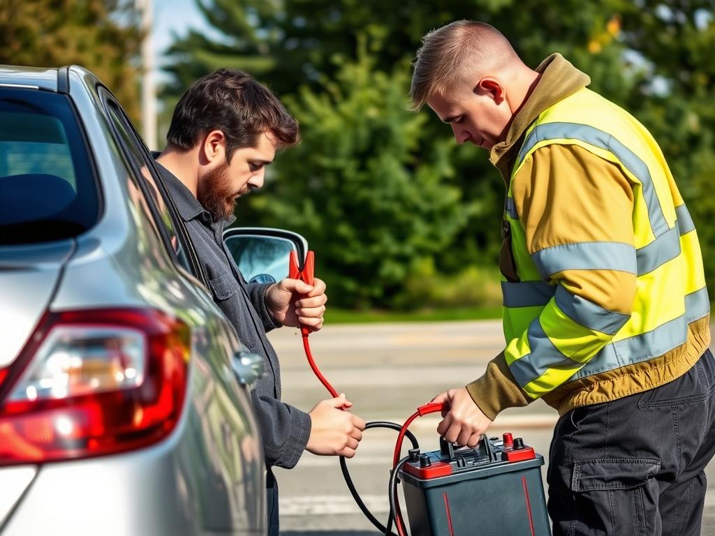 Jump start service being provided in Beloit, Wisconsin