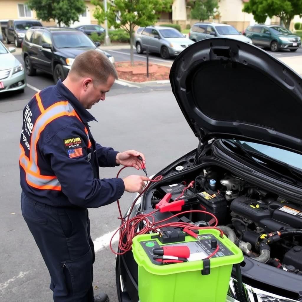 Jump starting a dead battery in Gilroy