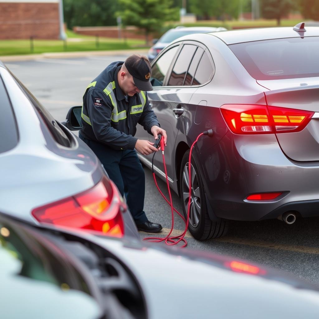 Jump starting a dead battery in Tuscaloosa