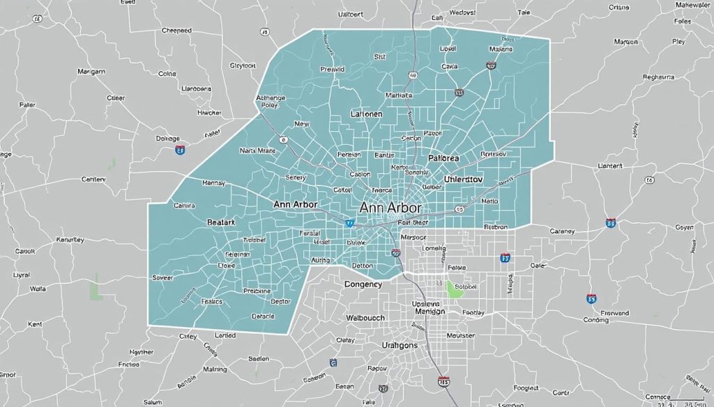 Map of Ann Arbor towing service coverage areas