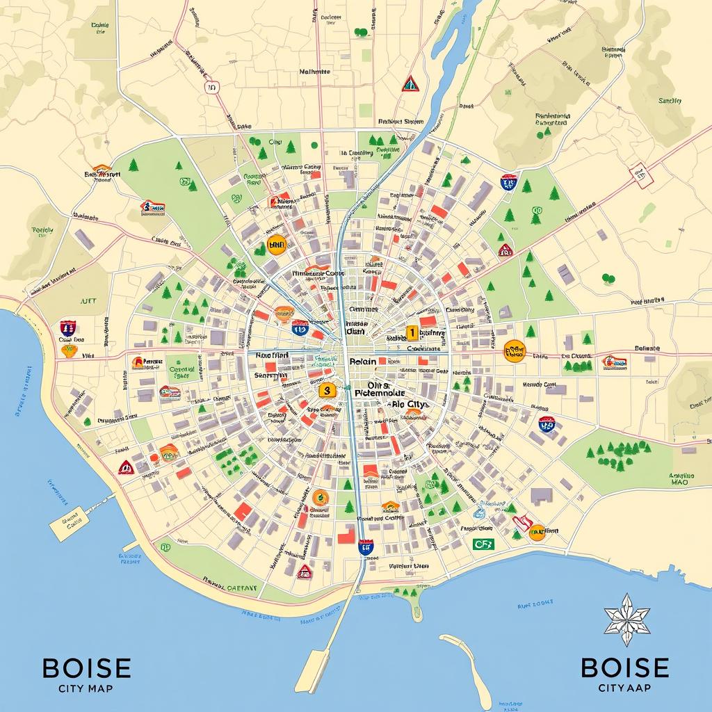 Map of Boise City, Idaho showing $50 towing service coverage areas