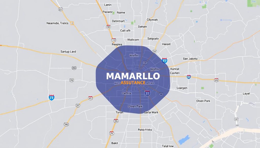 Map of roadside assistance coverage area in Amarillo, Texas
