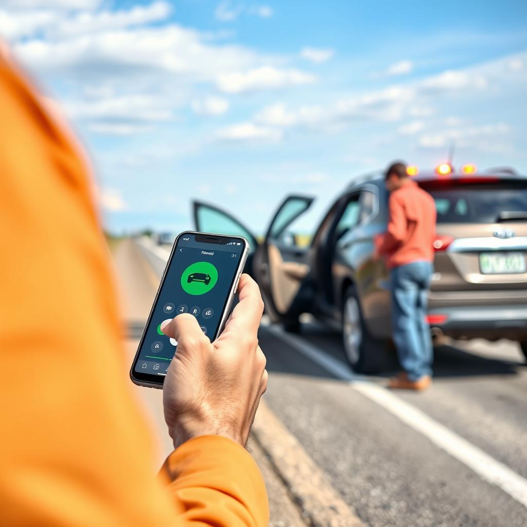 Person calling for roadside assistance in Lubbock
