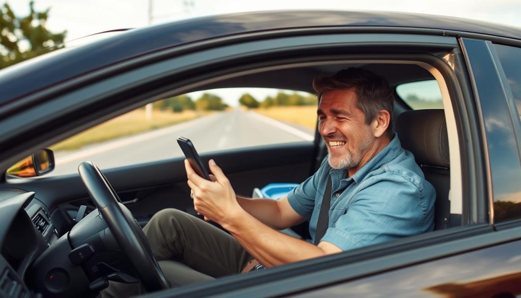 Person using phone to call for roadside assistance in Waco
